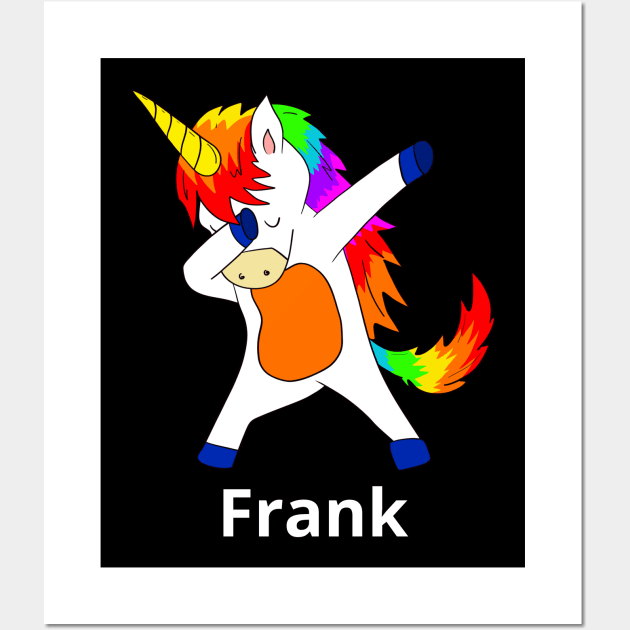 Frank First Name Personalized Dabbing Unicorn Wall Art by chuhe86